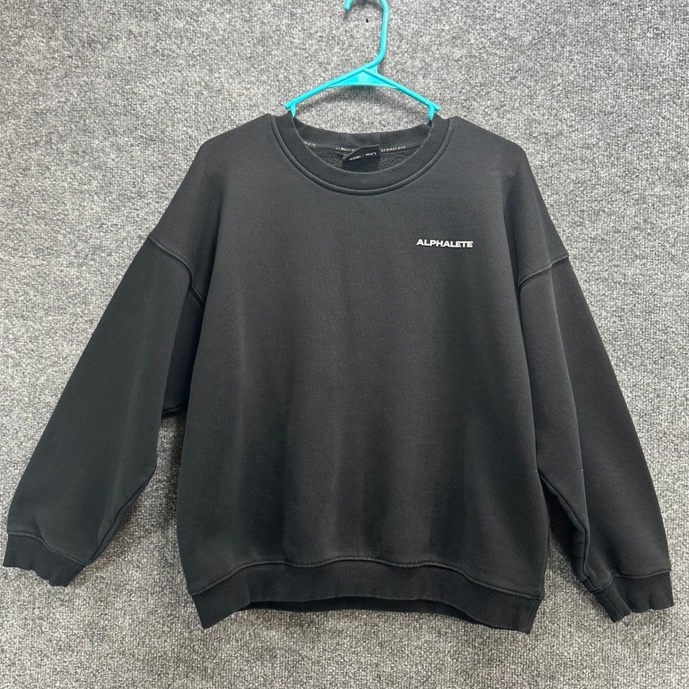 Alphalete Womens Black Oversized Crewneck Sweatshirt Medium Drop Shoulder